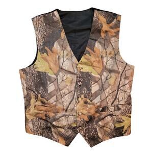 Mens Mossy Oak Camo Tuxedo Vest Extra Large XL Camouflage Tuxe Wool Blend Silky